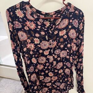 Lucky Brand Pink Fitted Long Sleeve Blouse